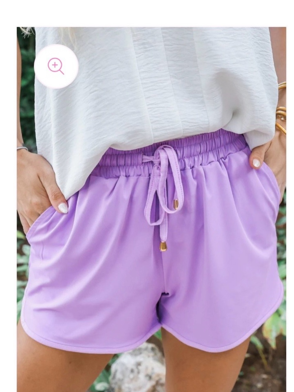 Lavender Drawstring Athletic Shorts for Women